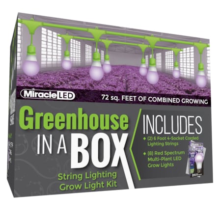 Miracle Led 4-Socket Greenhouse in a Box Grow Light Kit- Red & Blue Spec. 9W Replace 100W Grow Bulbs, 2PK 802273